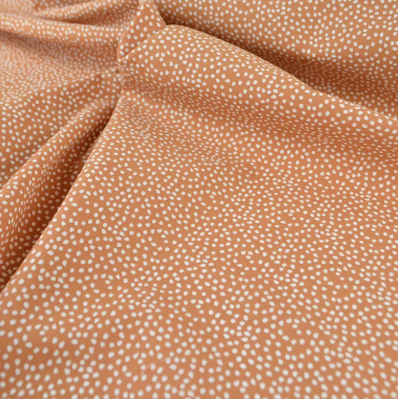 Tissu coton Tassi motif petit pois fond caramel - OEKO TEX