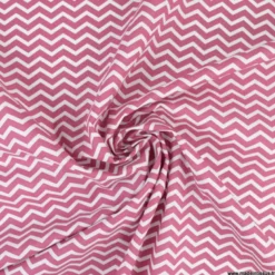 Tissu coton Tezy motif zigzag chevrons Framboise - OEKO TEX