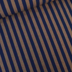 Tissu coton tissé teint à rayures - Bleu marine