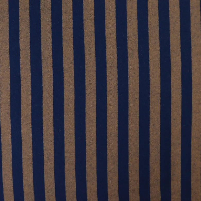 Tissu coton tissé teint à rayures - Bleu marine