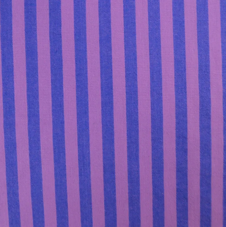 Tissu coton tissé teint à rayures - Violet et rose