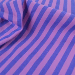 Tissu coton tissé teint à rayures - Violet et rose
