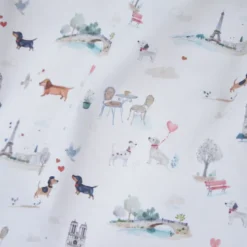 Tissu coton Titidparis motif tour Eiffeil, teckels, bistrot Parisien - OEKO TEX
