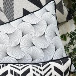 Tissu coton York enduit motifs graphique noir et blanc