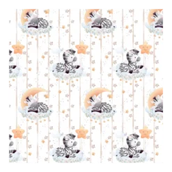 Tissu coton Zebra - Motif zèbres set étoiles fond blanc
