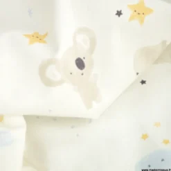 Tissu Coton Zipopo mixte motif koalas et hippopotames - OEKO TEX
