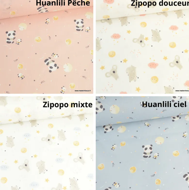 Tissu Coton Zipopo mixte motif koalas et hippopotames - OEKO TEX