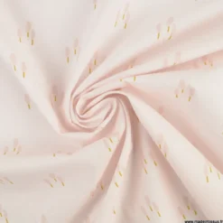 Tissu cretonne coton Ardain motifs arbres fond Rose fanée -OEKO TEX