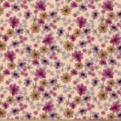 Tissu cretonne coton Aster fleurs violettes fond pêche