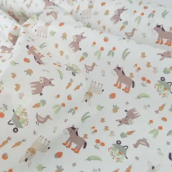 Tissu cretonne coton Baudet motif ânes et canards fond écru - OEKO TEX