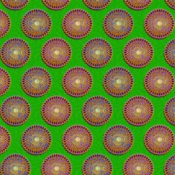 Tissu cretonne coton Bazin style wax vert – Motif rond
