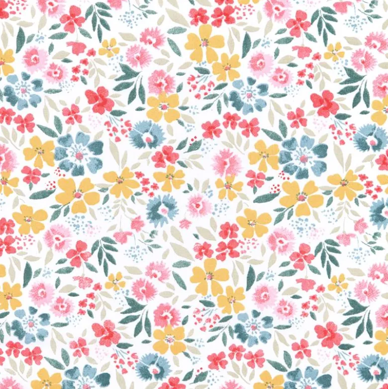 Tissu cretonne coton Bridget motifs fleurs - OEKO TEX