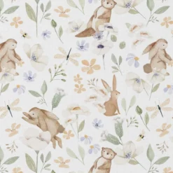 Tissu cretonne coton Cleonie motif loutres et animaux -OEKO TEX