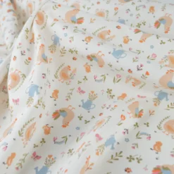 Tissu cretonne coton Cocotte motif poules et fleurs fond écru - OEKO TEX