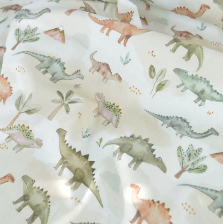 Tissu cretonne coton Dinzo motif dinosaures -OEKO TEX