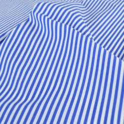 Tissu cretonne coton Edouard à rayures bleu fond blanc - OEKO TEX
