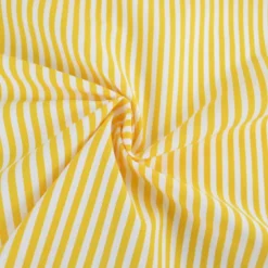 Tissu cretonne coton Edouard à rayures Jaunes fond blanc - OEKO TEX