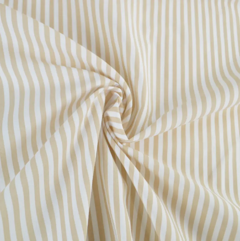 Tissu cretonne coton Edouard à rayures Lin fond ecru - OEKO TEX