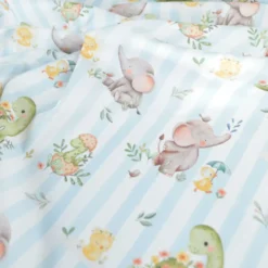 Tissu cretonne coton Ellie motif dinosaures et éléphants -OEKO TEX