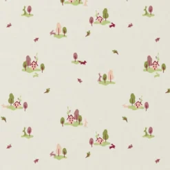 Tissu cretonne coton Houze motif petites maisons fond écru - OEKO TEX