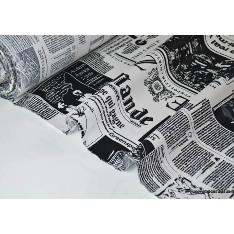 Tissu Cretonne coton imprimé Journal