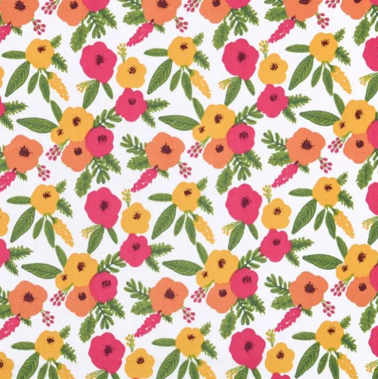 Tissu cretonne coton Isaure motifs fleurs - OEKO TEX