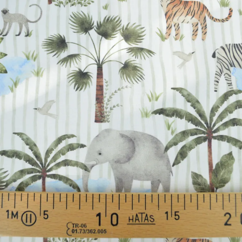 Tissu cretonne coton Jungo motif animaux -OEKO TEX