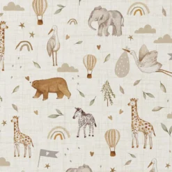 Tissu cretonne coton Lihello motif animaux de la Jungle -OEKO TEX