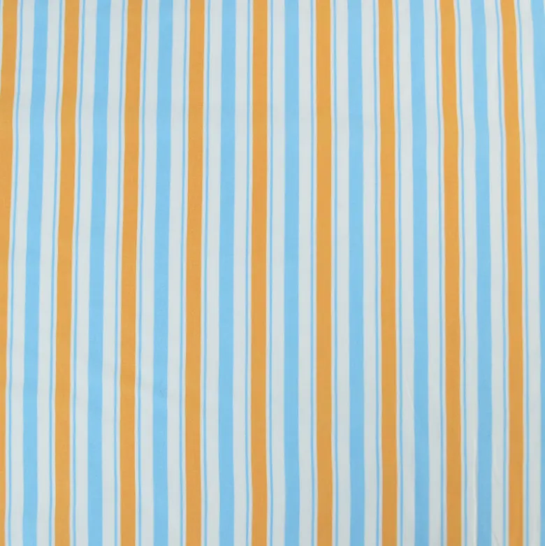 Tissu cretonne coton Lydia à rayures bleues et oranges - OEKO TEX