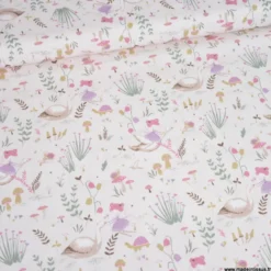 Tissu cretonne coton Maelyne motif Fées, cygnes et animaux – OEKO TEX