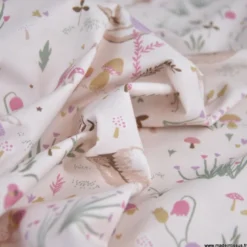 Tissu cretonne coton Maelyne motif Fées, cygnes et animaux – OEKO TEX