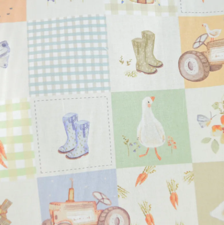 Tissu cretonne coton Magdy motif patchwork de la ferme -OEKO TEX