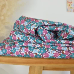 Tissu cretonne coton Marica fleurs Paon et roses - OEKO TEX