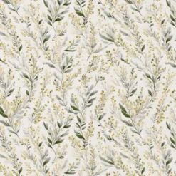 Tissu cretonne coton Mimosa fleurs jaunes fond écru