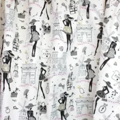 Tissu cretonne coton OEKO TEX imprimé Moi Paris, Notre Dame, tour eiffel, arc de triomphe... Noir, rose et doré