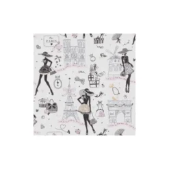 Tissu cretonne coton OEKO TEX imprimé Moi Paris, Notre Dame, tour eiffel, arc de triomphe... Noir, rose et doré