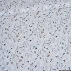 Tissu cretonne coton Ondaline feuillage gris et prune - OEKO TEX