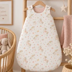 Tissu cretonne coton Orianna motif licornes et arcs-en-ciel – OEKO TEX