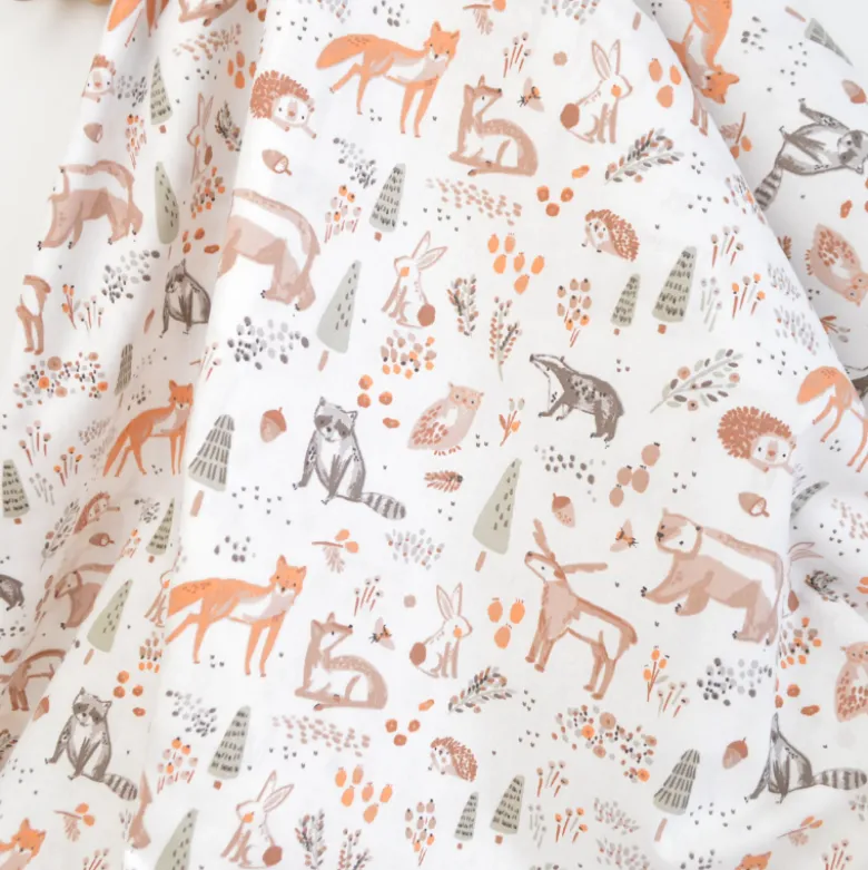 Tissu cretonne coton Ottawa motif animaux fond blanc -OEKO TEX