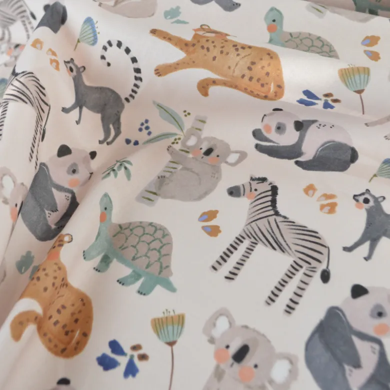 Tissu cretonne coton Ozamis motif animaux de la savane -OEKO TEX