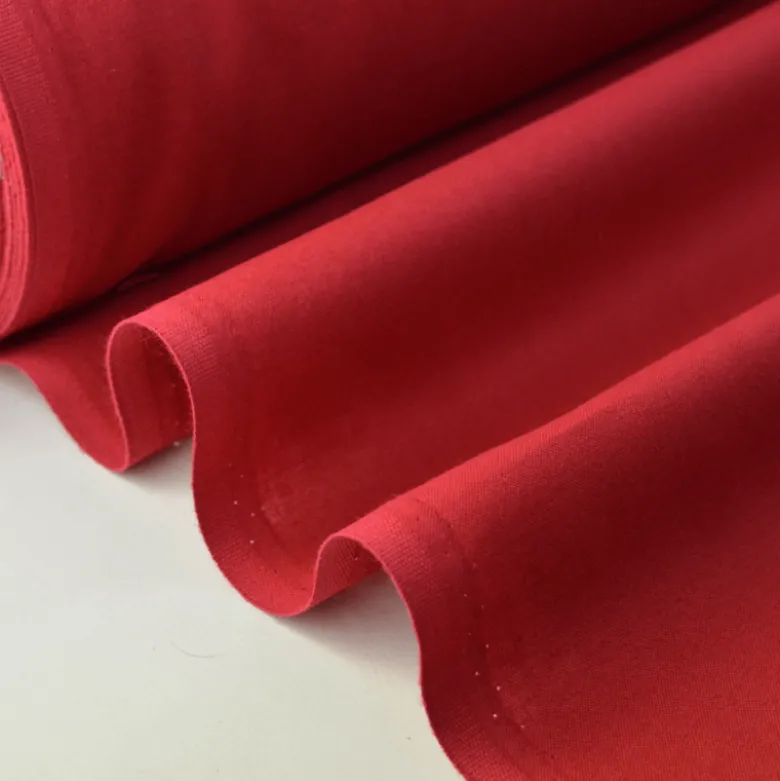Tissu cretonne coton rouge hermès - OEKO TEX