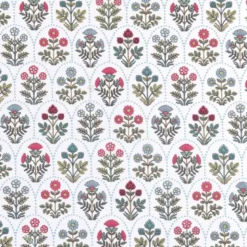 Tissu cretonne coton Saphir motifs fleurs - OEKO TEX