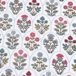 Tissu cretonne coton Saphir motifs fleurs - OEKO TEX