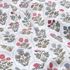 Tissu cretonne coton Saphir motifs fleurs - OEKO TEX