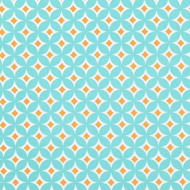 Tissu cretonne coton Steven motifs rosaces turquoise - OEKO TEX