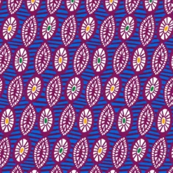Tissu cretonne coton style wax bleu – Motif graphique africain