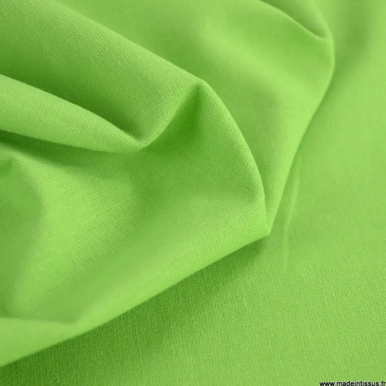 Tissu cretonne coton vert pistache - OEKO TEX
