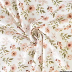 Tissu cretonne coton Zada fleurs jaunes fond blanc
