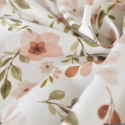 Tissu cretonne coton Zada fleurs jaunes fond blanc