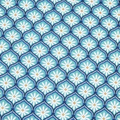 Tissu cretonne coton Zea motif graphique fleuri turquoise